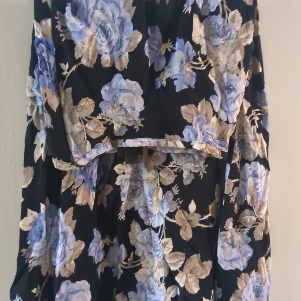 Karen Kane Black and Blue Floral Midi Skirt